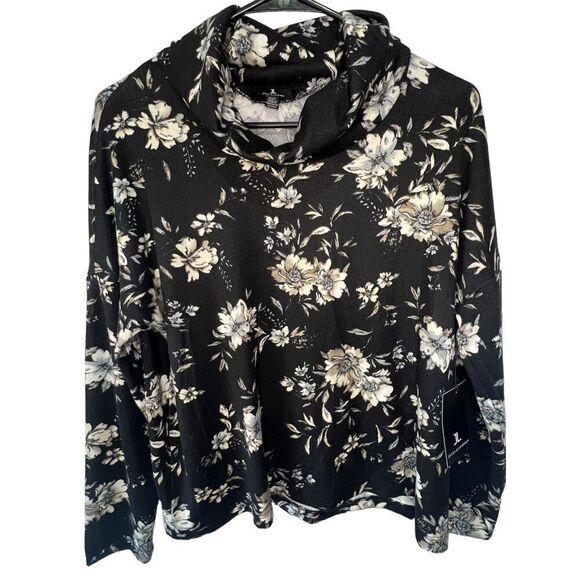 NWT Jules & Leopold Soft Floral Patterned Cowl Neck Boxy Sweater - Picture 1 of 5